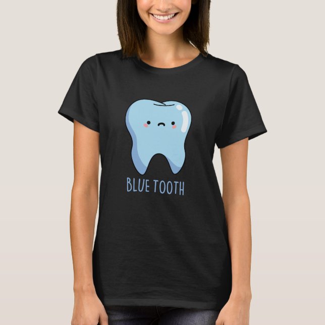 Bluetooth Rolig Teknisk Blå Tann Puns Mörk Bakgrun T Shirt (Framsida)