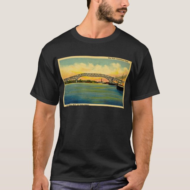 Bluewater överbryggar port Huron Michigan T Shirt (Framsida)