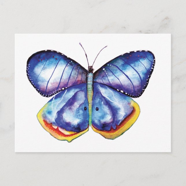 BlueWatercolor Butterfly Art-vykort Vykort (Framsida)