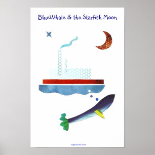 BlueWhale & Starfish Måne Poster