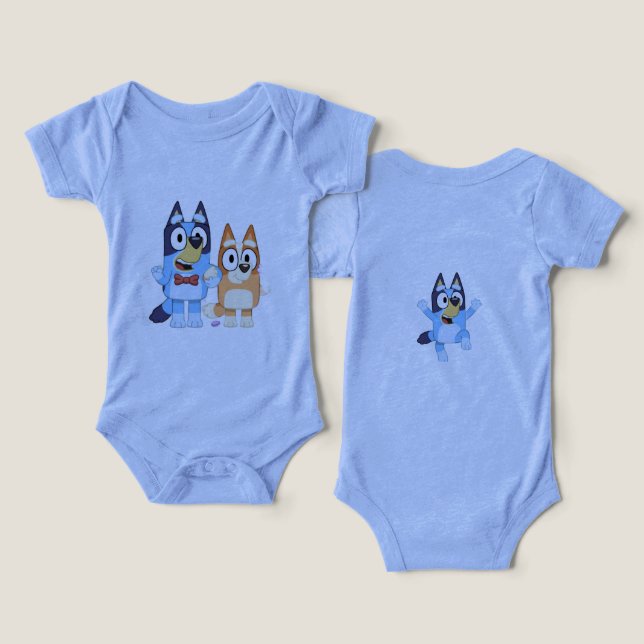 Bluey Baby Clothing T Shirt (Design fram och bak)