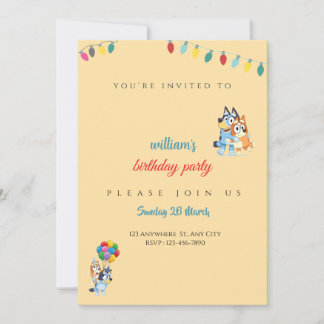 Bluey Birthday invitation for kids - Editable Tack Kort
