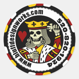 bluffdesignworks.com Poker Chip Sticker Runt Klistermärke