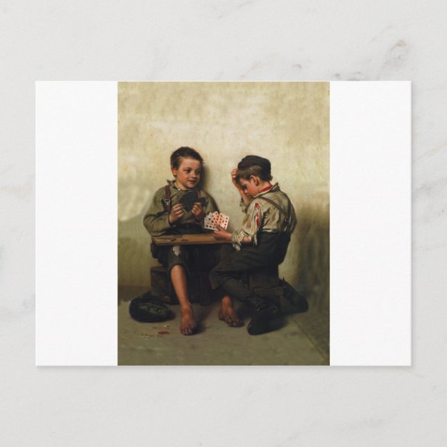 Bluffing ~ Shoe Shine Boys Poker (1885) Vykort (Framsida)