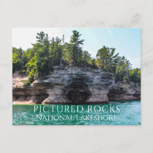 Bluffs and Caves, Sjö Superior, Pictured Sten MI Vykort