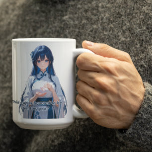 Bluish Hair Royal Anime Girl Kaffemugg