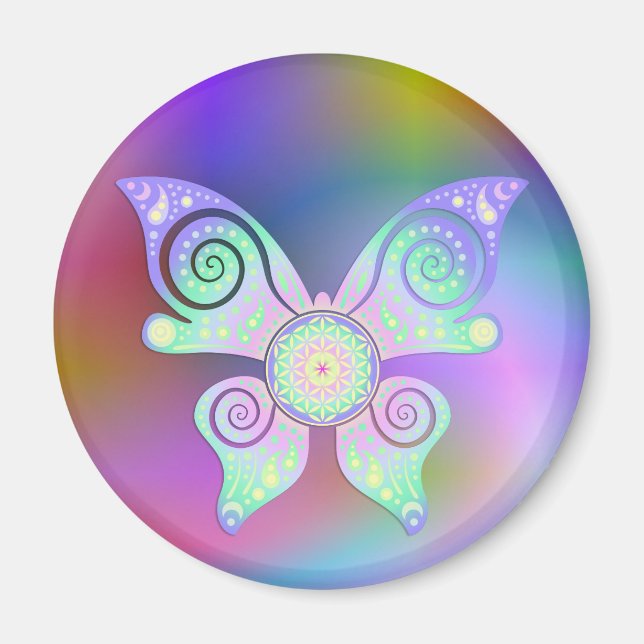 Blume des Lebens - fjäril Magnet (Framsidan)