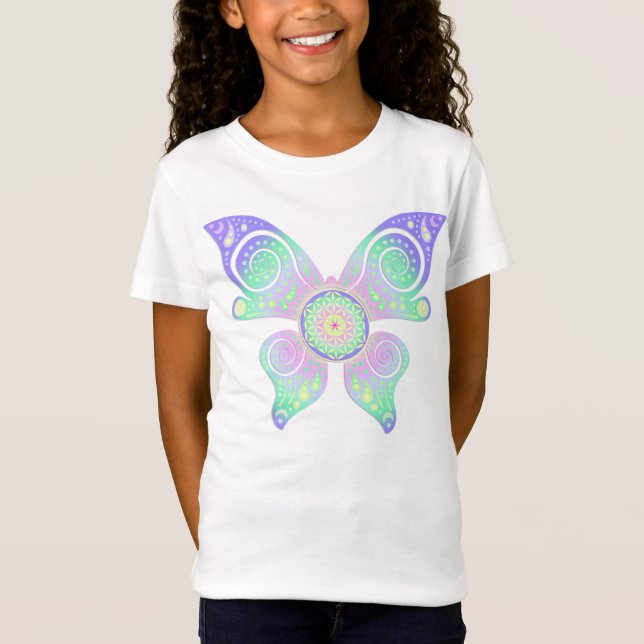 Blume des Lebens - fjäril T-shirt (Framsida)