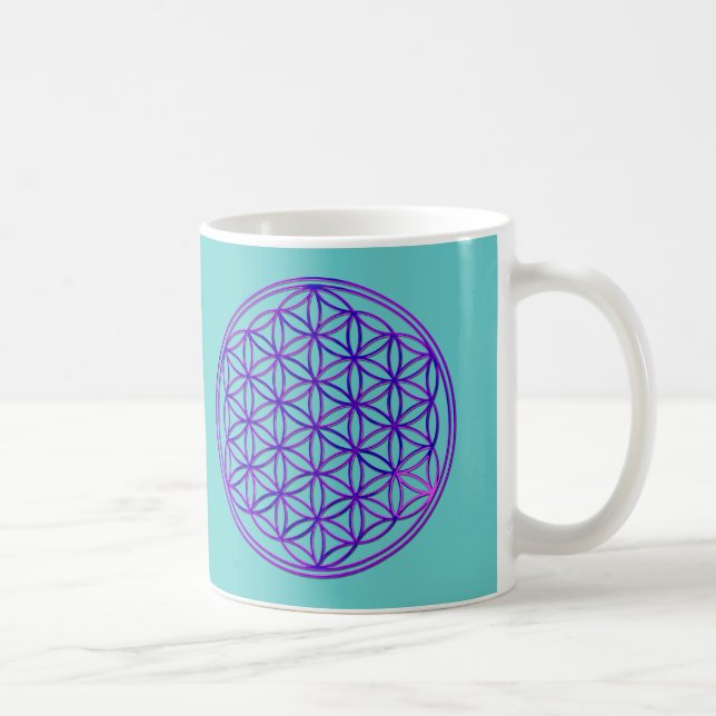 Blume des Lebens / Flower Of Life | pink blue 2x Kaffemugg (Höger)