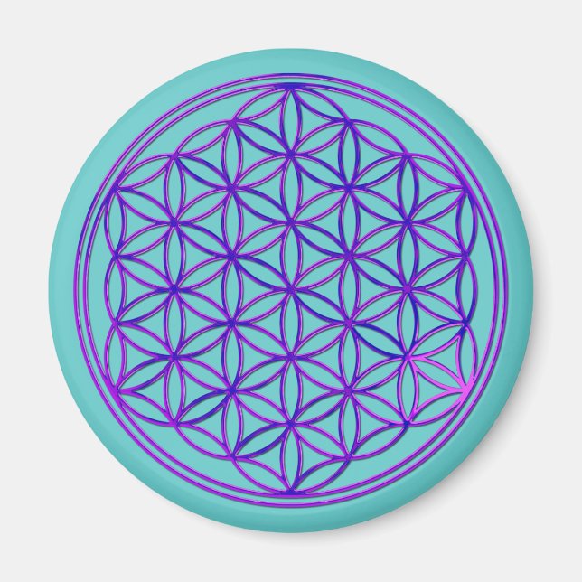 Blume des Lebens / Flower Of Life | rosa blå Magnet (Framsidan)