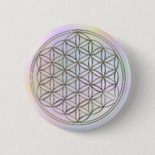 Blume des Lebens/Flower of Life silver pastell Knapp
