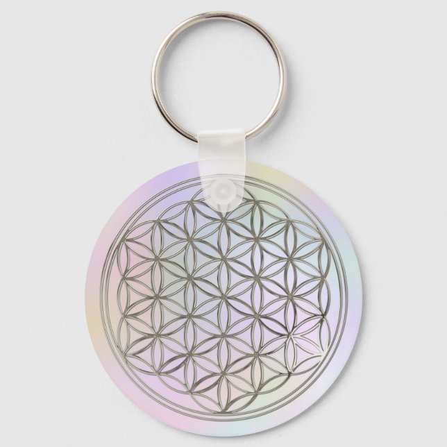 Blume des Lebens/Flower of Life | silver pastell Nyckelring (Framsida)