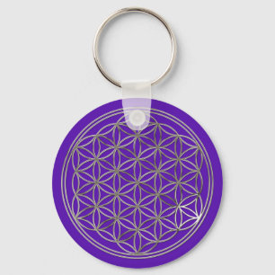 Blume des Lebens/Flower of Life silver violet Nyckelring