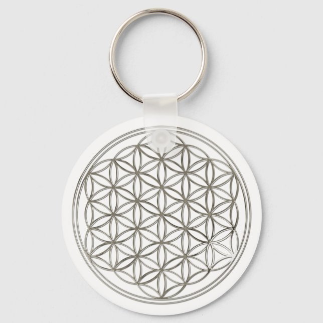 Blume des Lebens/Flower of Life | Stora silver Nyckelring (Framsida)