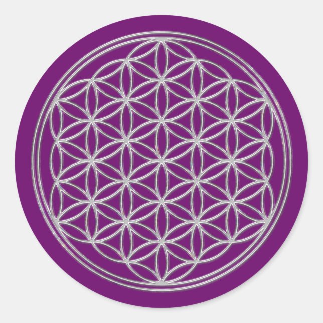 Blume des Lebens - glanskkristaller Runt Klistermärke (Framsida)