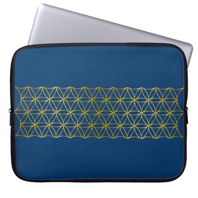 Blume des Lebens - Gräns guld Laptop Sleeve (Framsidan)