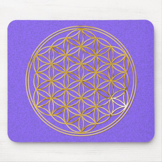 Blume des Lebens / guld big lila splatter BG Musmatta (Framsidan)