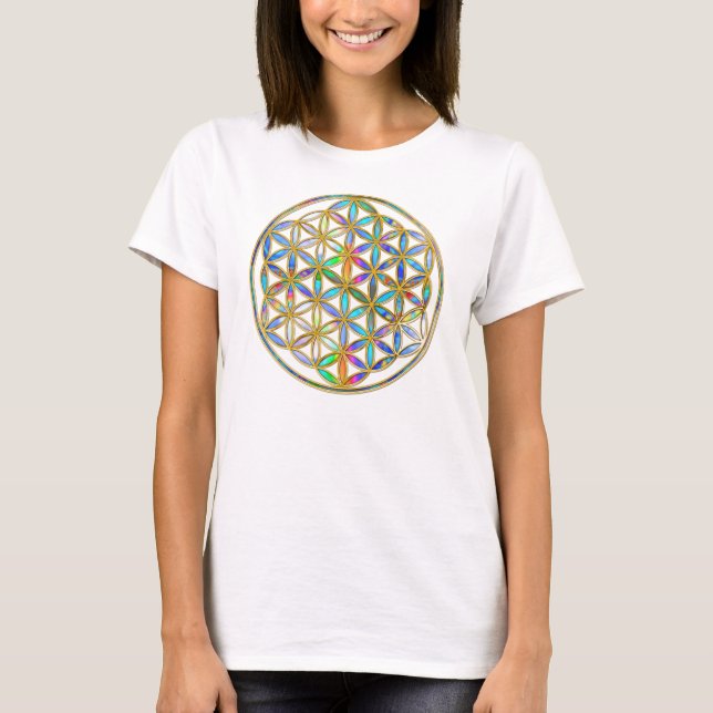 Blume des Lebens - guld färglös Tee (Framsida)