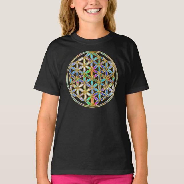 Blume des Lebens - guld färglös Tee (Framsida)