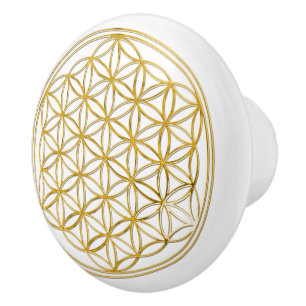 Blume des Lebens - guld Knopp