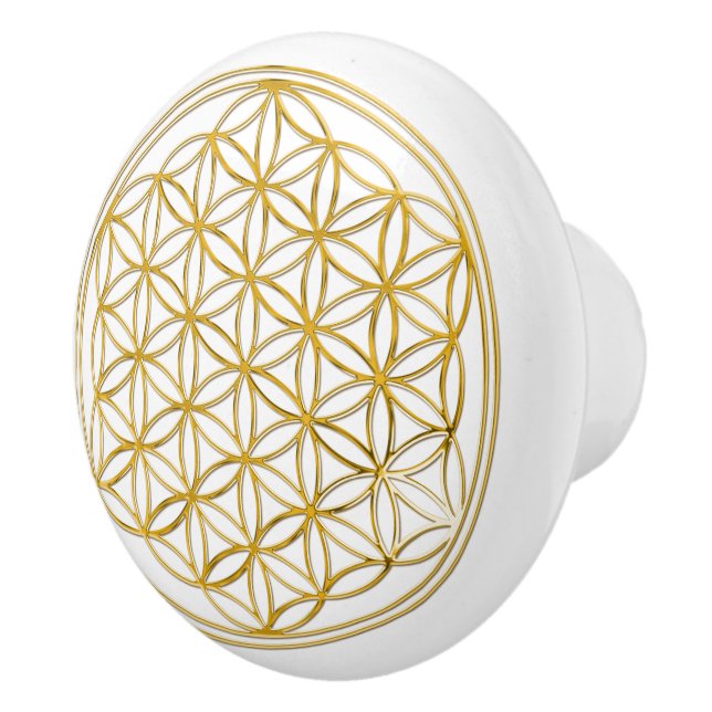Blume des Lebens - guld Knopp (Höger)