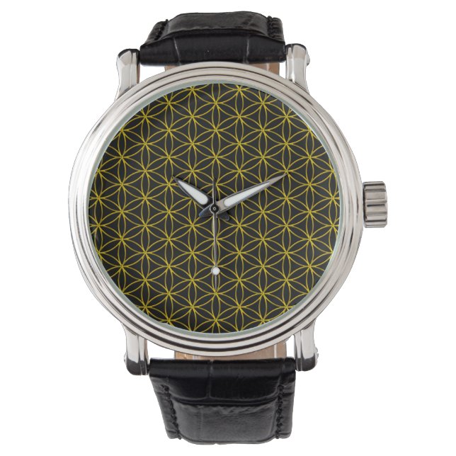 Blume des Lebens - guld mönster Armbandsur (Framsida)