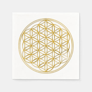 Blume des Lebens - guld Pappersservett