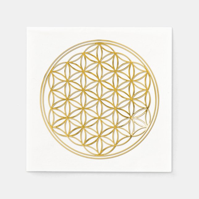 Blume des Lebens - guld Pappersservett (Framsidan)