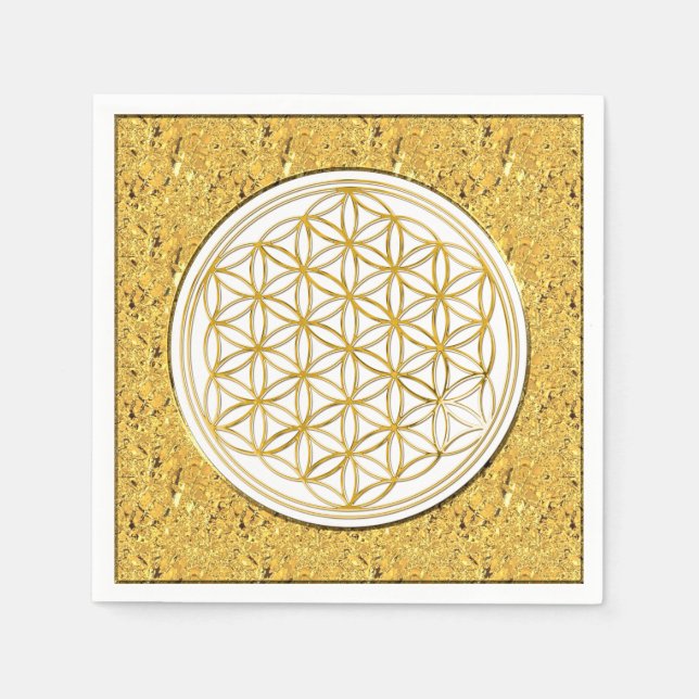 Blume des Lebens - guld Pappersservett (Framsidan)