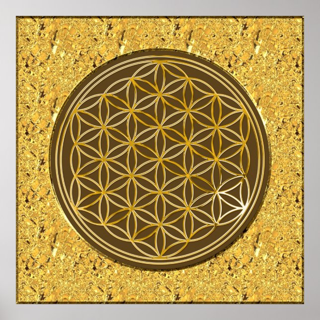 Blume des Lebens - guld Poster (Framsidan)