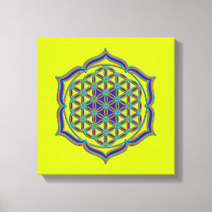 Blume des Lebens - Lotus Contour Canvastryck
