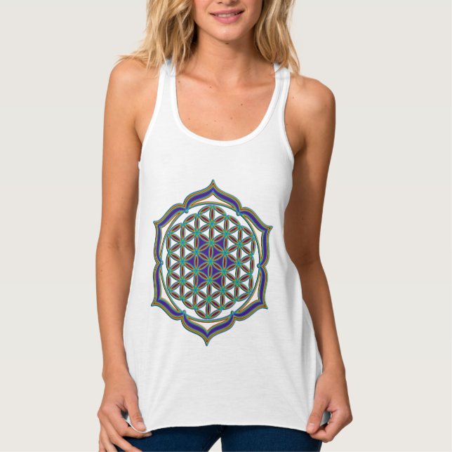 Blume des Lebens - Lotus Contour Linne Med Racerback (Framsida)