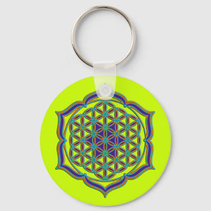 Blume des Lebens - Lotus Contour Nyckelring