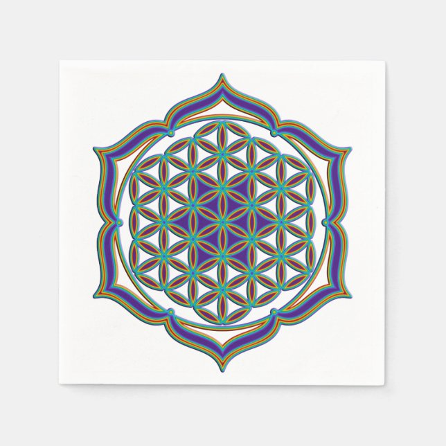 Blume des Lebens - Lotus Contour Pappersservett (Framsidan)