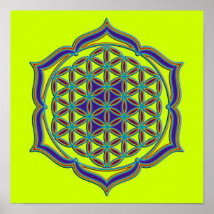 Blume des Lebens - Lotus Contour Poster
