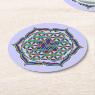 Blume des Lebens - Lotus Contour Underlägg Papper Rund