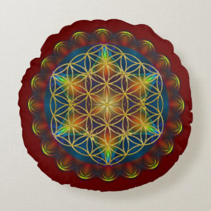 Blume des Lebens - Mandala III Rund Kudde