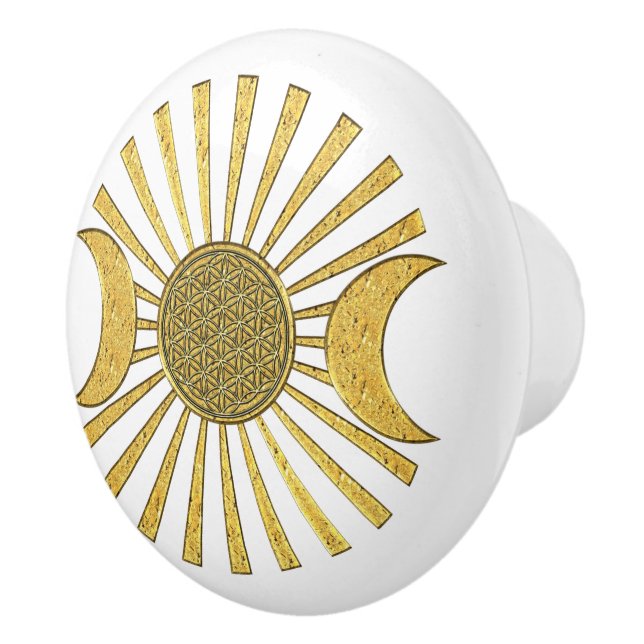 Blume des Lebens - Måne Guld Knopp (Höger)