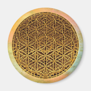 Blume des Lebens - medal guld Magnet