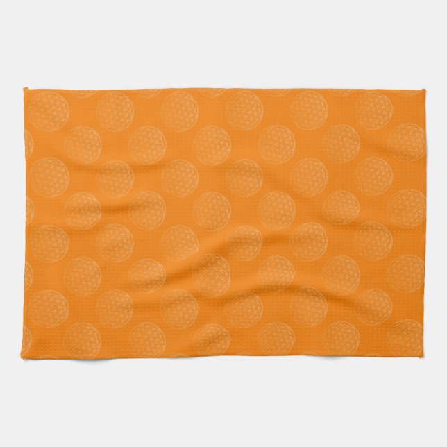 Blume des Lebens - orangen mönster Kökshandduk (Horisontell)