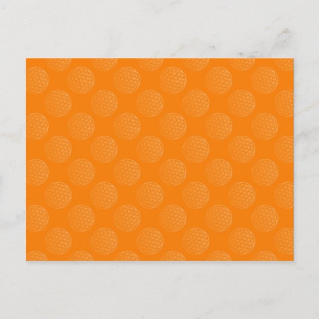 Blume des Lebens - orangen mönster Vykort (Framsida)
