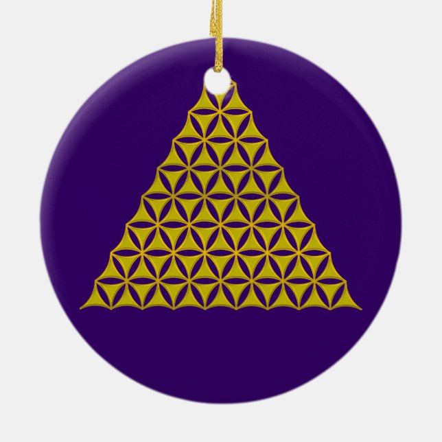 Blume des Lebens - pyramid guld Julgransprydnad Keramik (Baksidan)