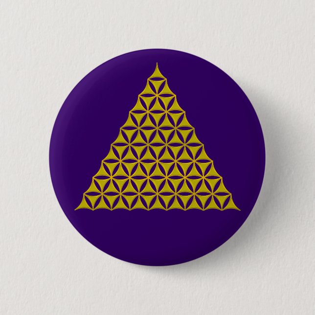 Blume des Lebens - pyramid guld Knapp (Framsida)