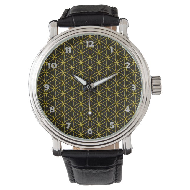 Blume des Lebens - silver mönster Armbandsur (Framsida)