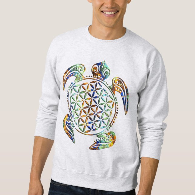 Blume des Lebens - sköldpaddans färgad Sweatshirt (Framsida)