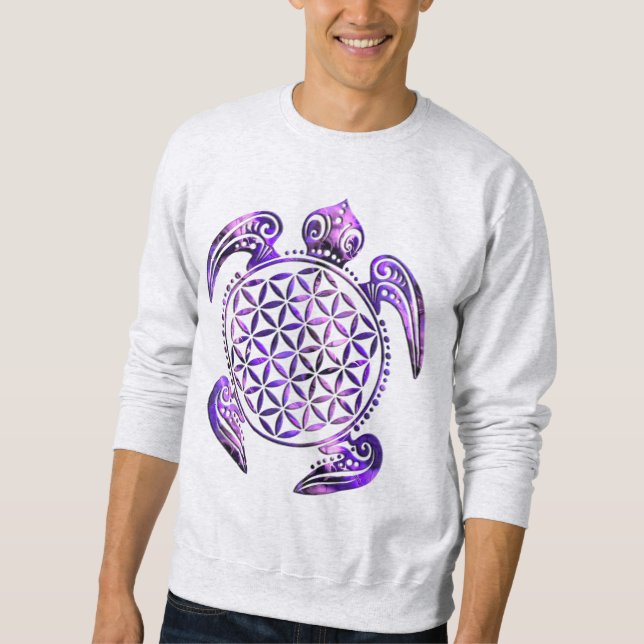 Blume des Lebens - sköldpaddsviolett Sweatshirt (Framsida)