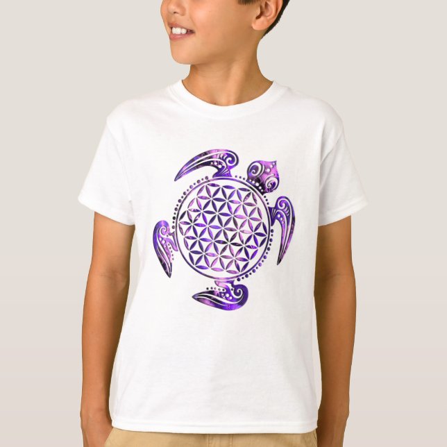 Blume des Lebens - sköldpaddsviolett T Shirt (Framsida)