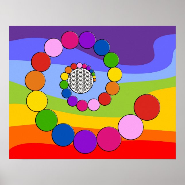 Blume des Lebens - spiral dots Poster (Framsidan)