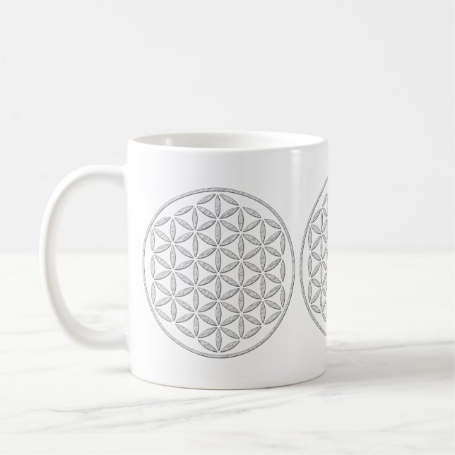 Blume des Lebens - vit frimärke Kaffemugg (Vänster)