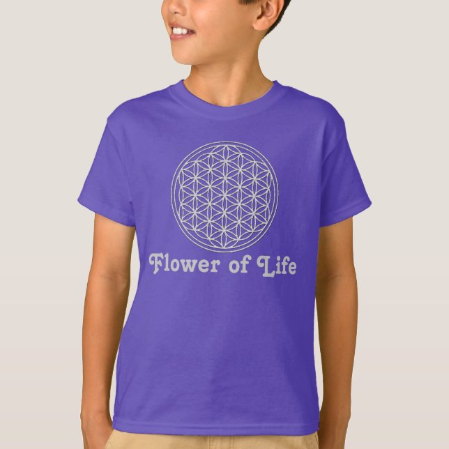 Blume des Lebens - vit Tee Shirt (Framsida)
